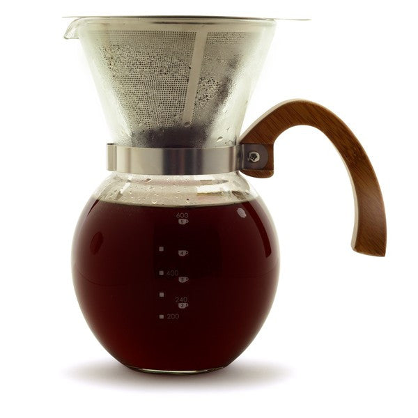 Pour Over Coffee Maker with Stainless Steel Filter, Borosilicate Glass  Carafe Manual Coffee Dripper Brewer with Handle, No Paper Filters Needed  Hand