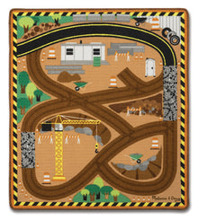  Round the Construction Zone Work Site Rug & Vehicle Set